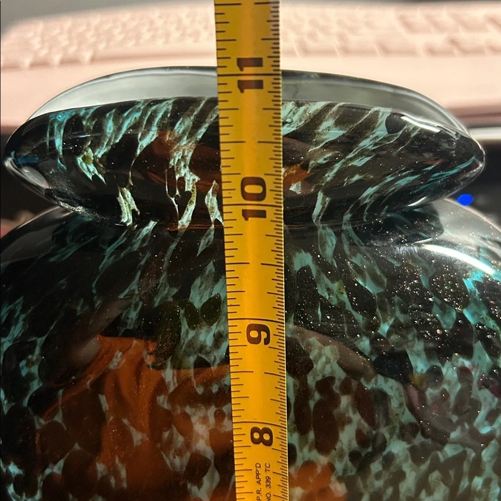 Hand Blown Large Black, Blue with Gold Flecks 10.5